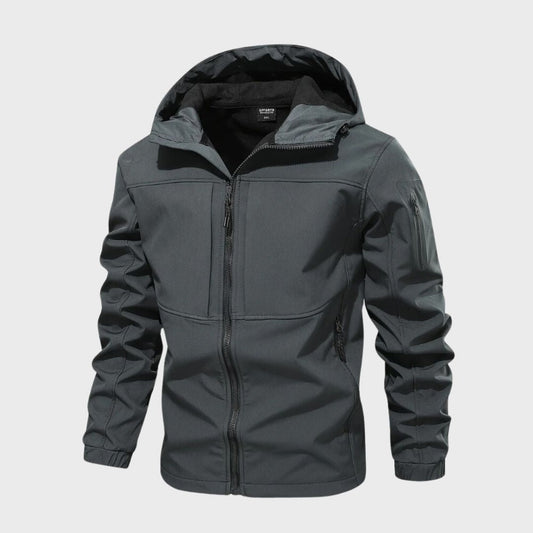 Men’s Softshell Jacket – Ergonomic Fit, Zippered Pockets, Urban Design — Grey