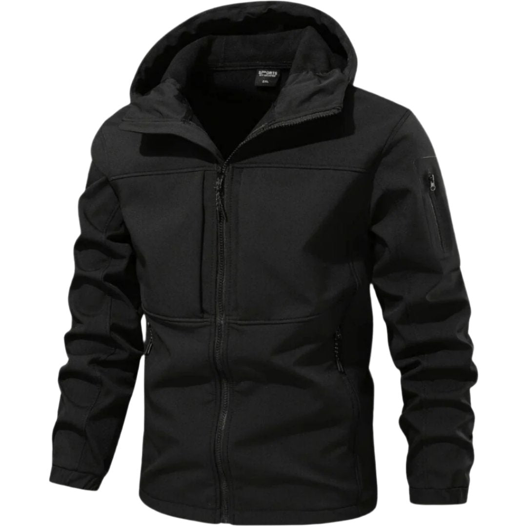 Men’s Softshell Jacket – Ergonomic Fit, Zippered Pockets, Urban Design — Black