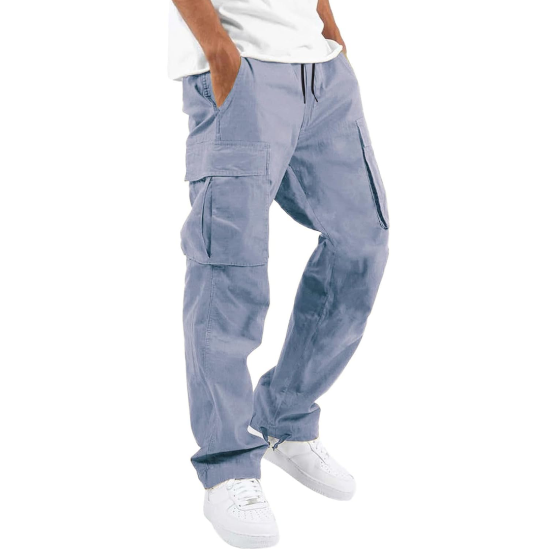 Men’s Cargo Pants – Multiple Pockets, Adjustable Waist, Relaxed Fit — Dusty Blue