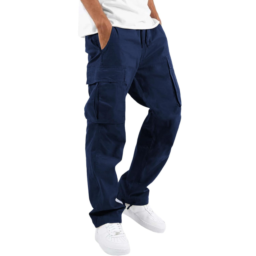 Men’s Cargo Pants – Multiple Pockets, Adjustable Waist, Relaxed Fit — Navy Blue