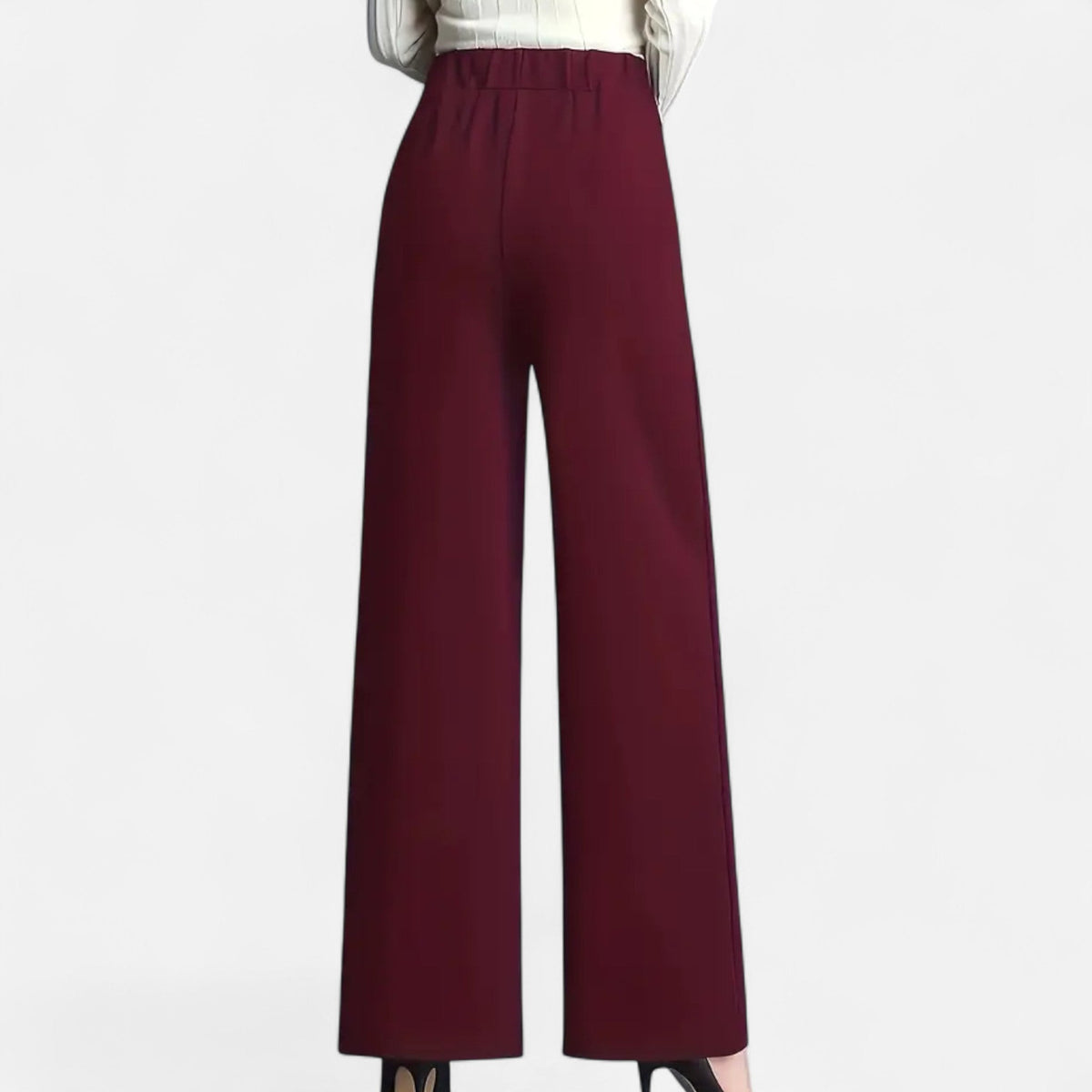 Women’s Trousers – High-Waisted, Wide-Leg, Turn-Up Hem, Fluid Fit — product view