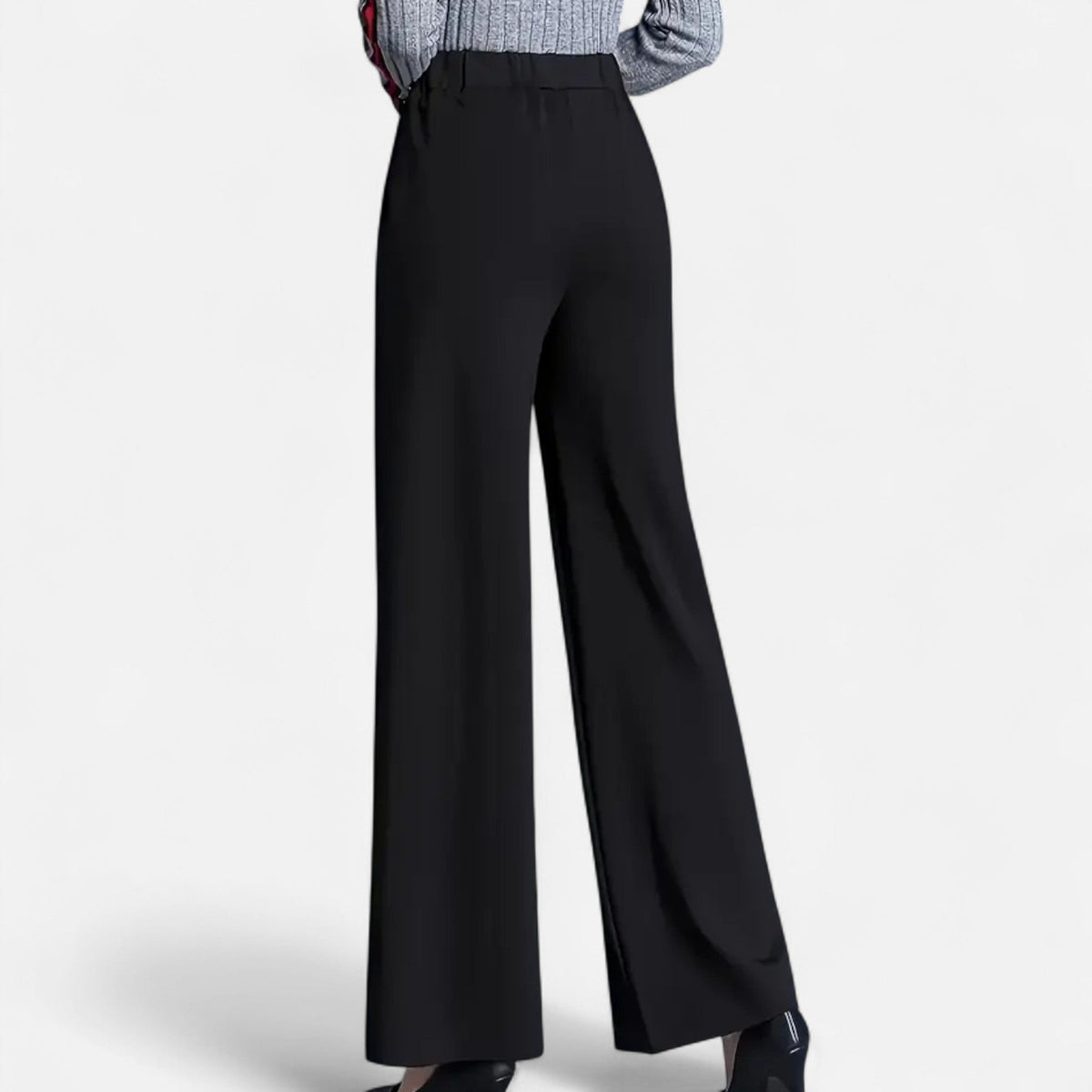 Women’s Trousers – High-Waisted, Wide-Leg, Turn-Up Hem, Fluid Fit — product view