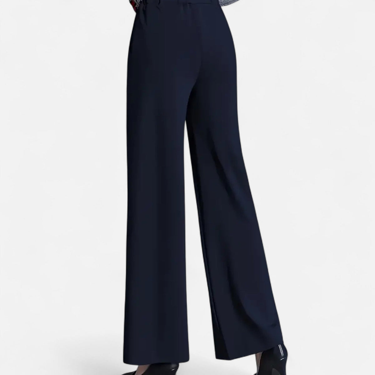 Women’s Trousers – High-Waisted, Wide-Leg, Turn-Up Hem, Fluid Fit — product view