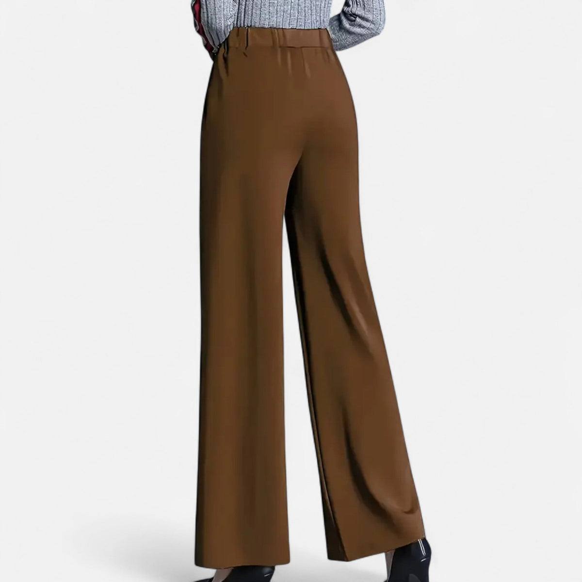 Women’s Trousers – High-Waisted, Wide-Leg, Turn-Up Hem, Fluid Fit — product view