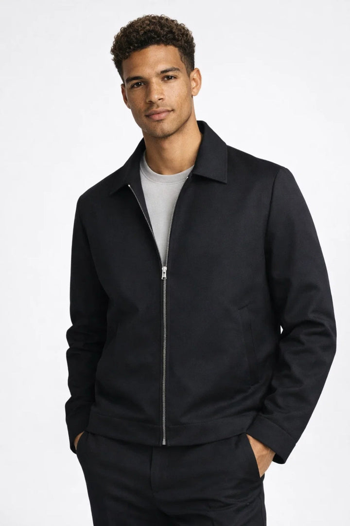 Veste pour homme à la coupe ajustée et au col structuré — Noir