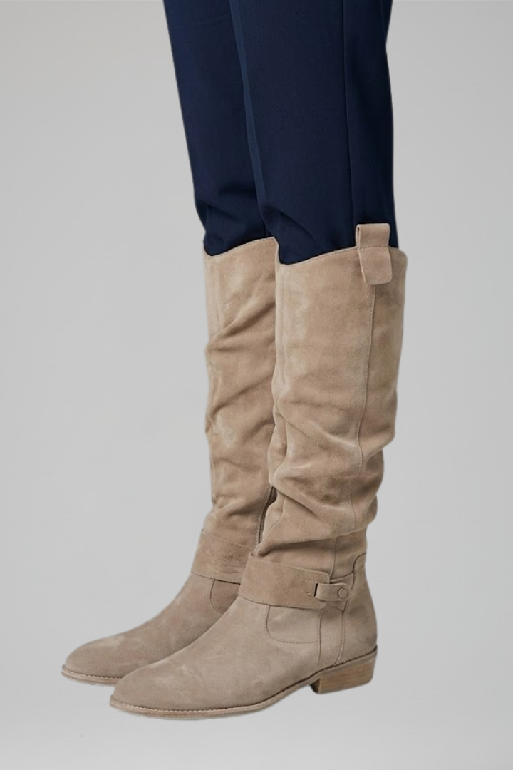 Women's Ankle Boots – Zip Closure, Low Block Heel, Everyday Comfort — Beige