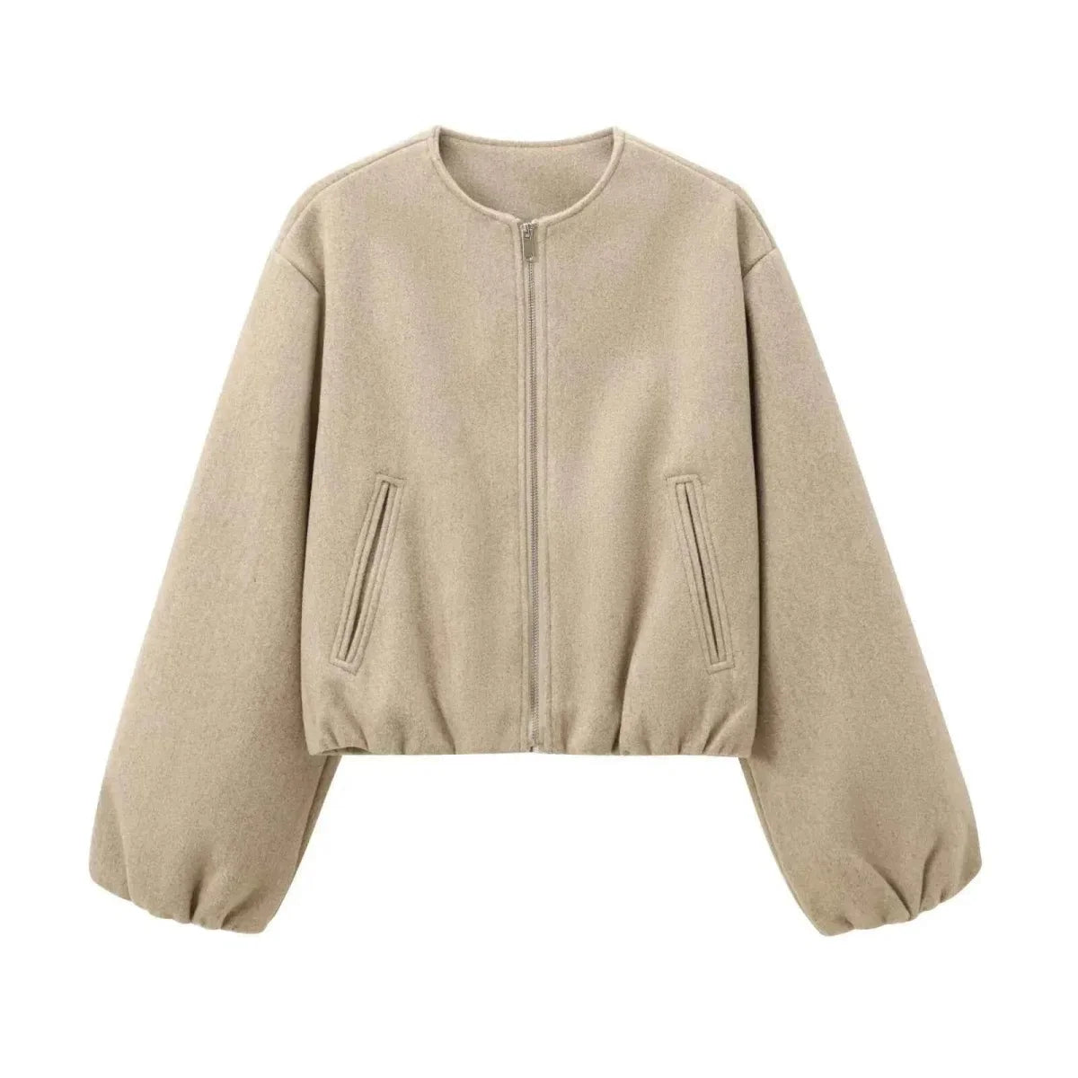Women's Bomber Jacket – Round Neck, Elastic Hem and Relaxed Fit — product view