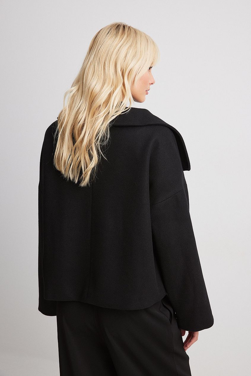Women’s Short Coat – Oversized Shawl Collar, Double-Breasted Closure — product view