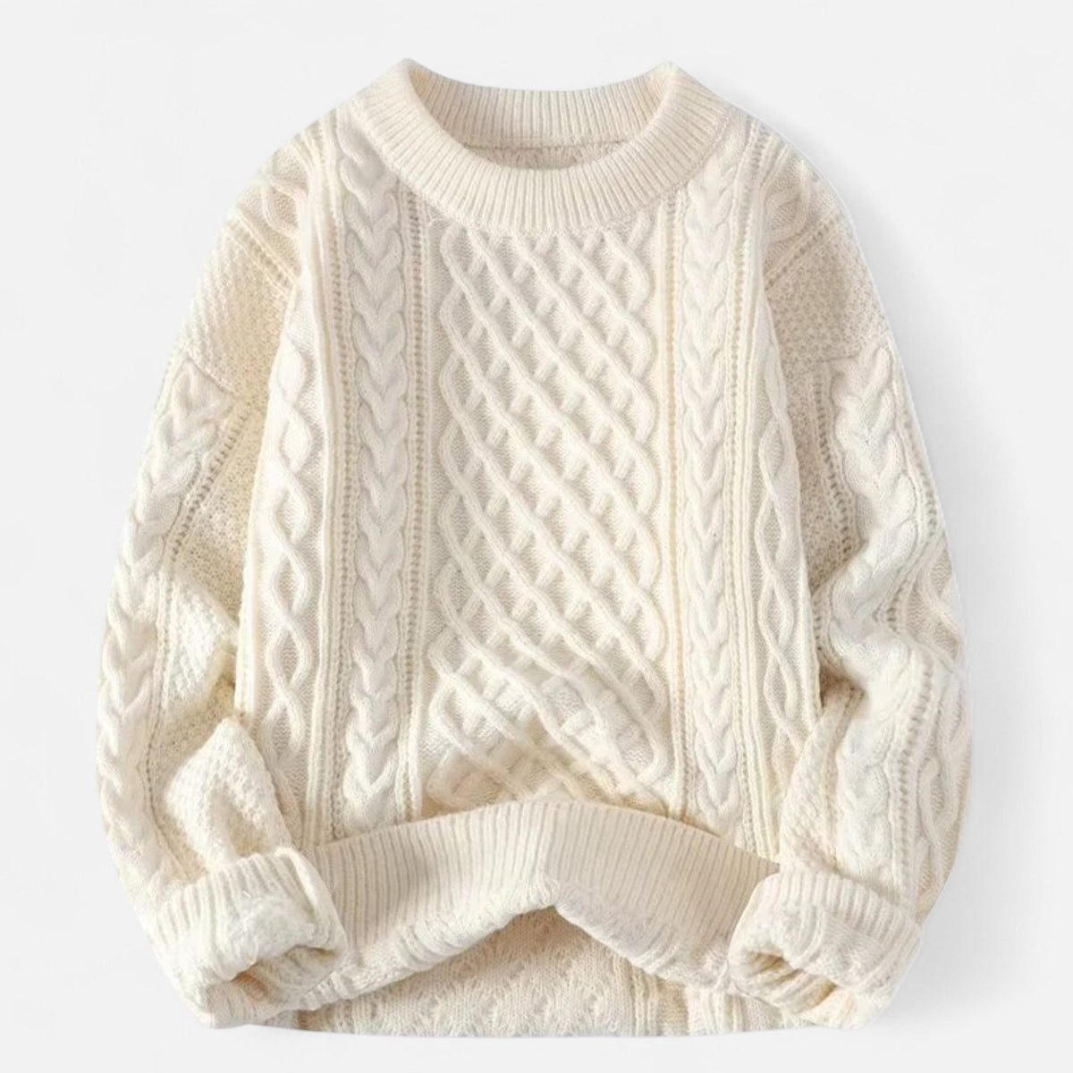 Classic Men's Sweater, Timeless Elegance — Beige