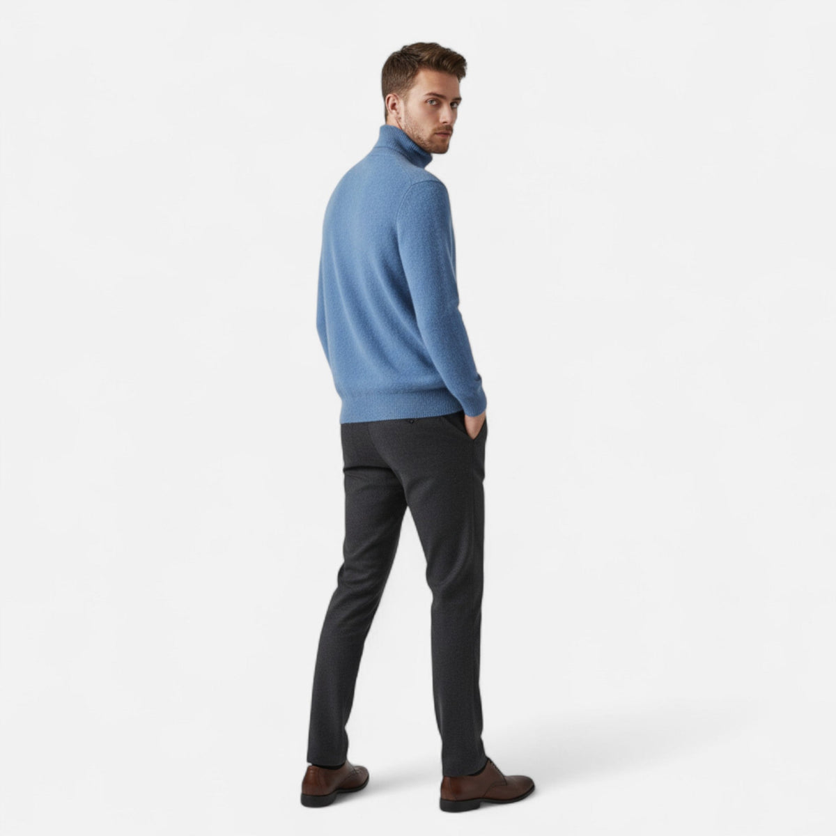 Classic Men's Sweater – Turtleneck — Blue