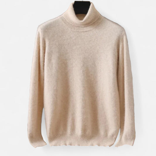 Classic Men's Sweater – Turtleneck — Beige