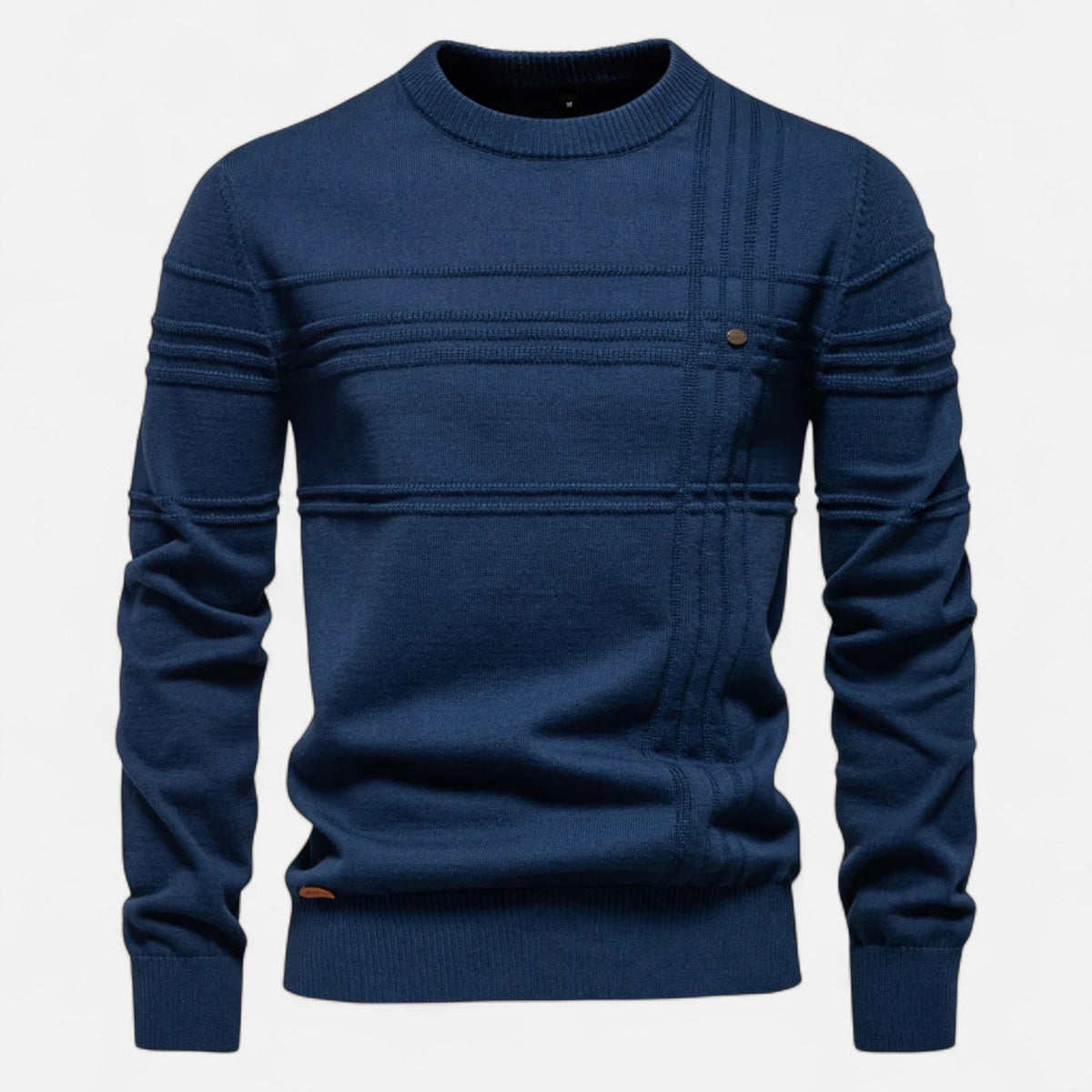 Timeless Men’s Striped Crew-Neck Sweater — Dark Blue