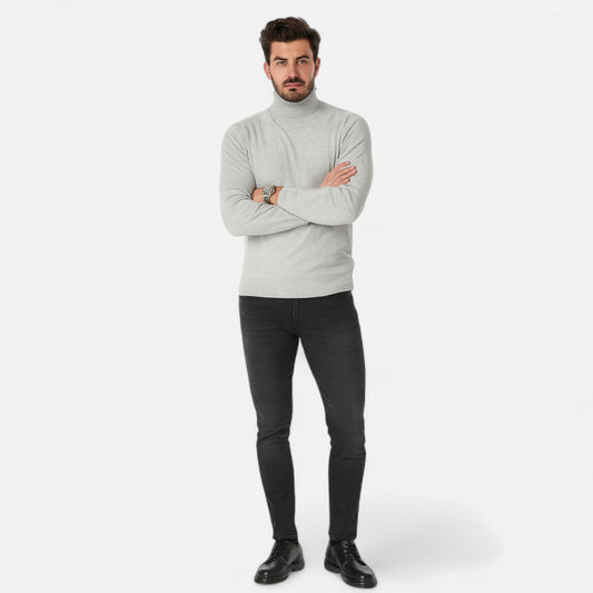 Classic-Style Turtleneck Sweater for Men — Grey