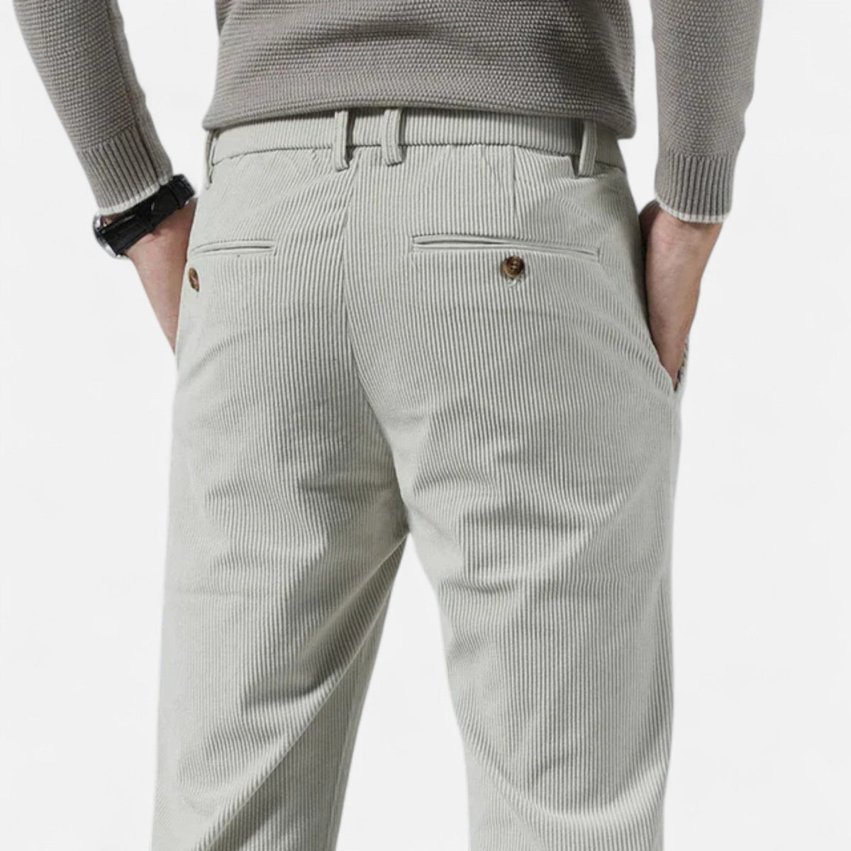 Men's Classic Straight-Fit Corduroy Trousers — Grey
