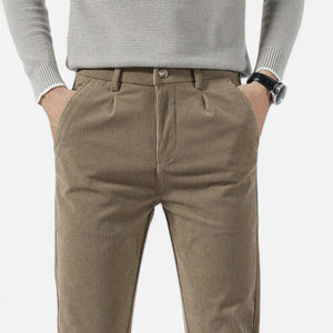Herrenhose aus Cord mit geradem Schnitt — Khaki
