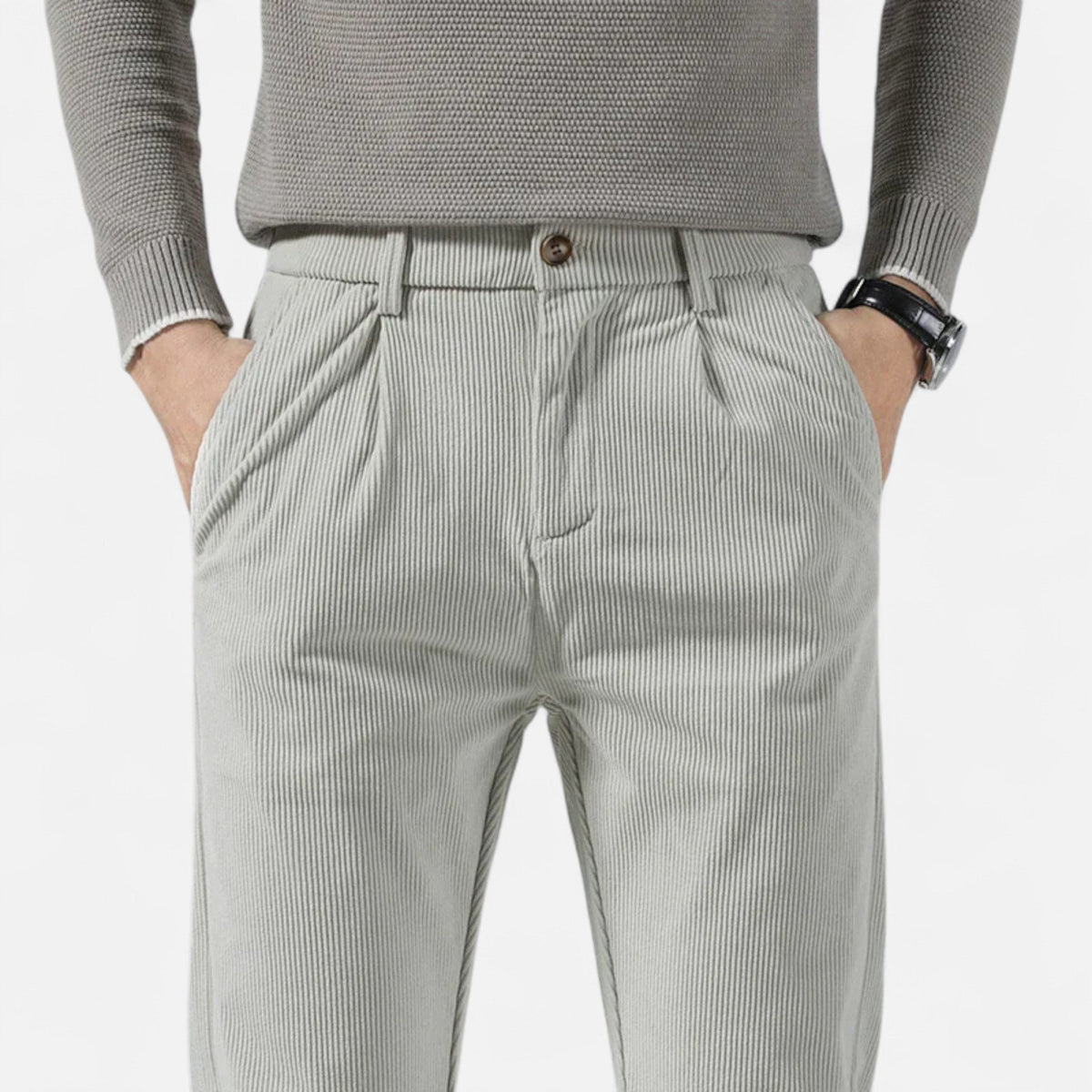 Men's Classic Straight-Fit Corduroy Trousers — Grey
