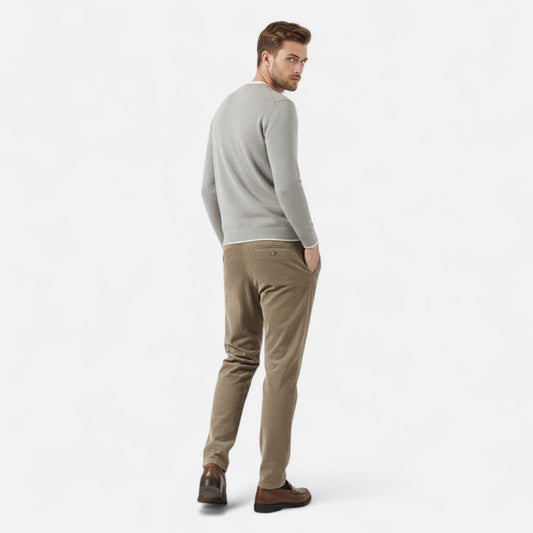 Men's Classic Straight-Fit Corduroy Trousers — Khaki