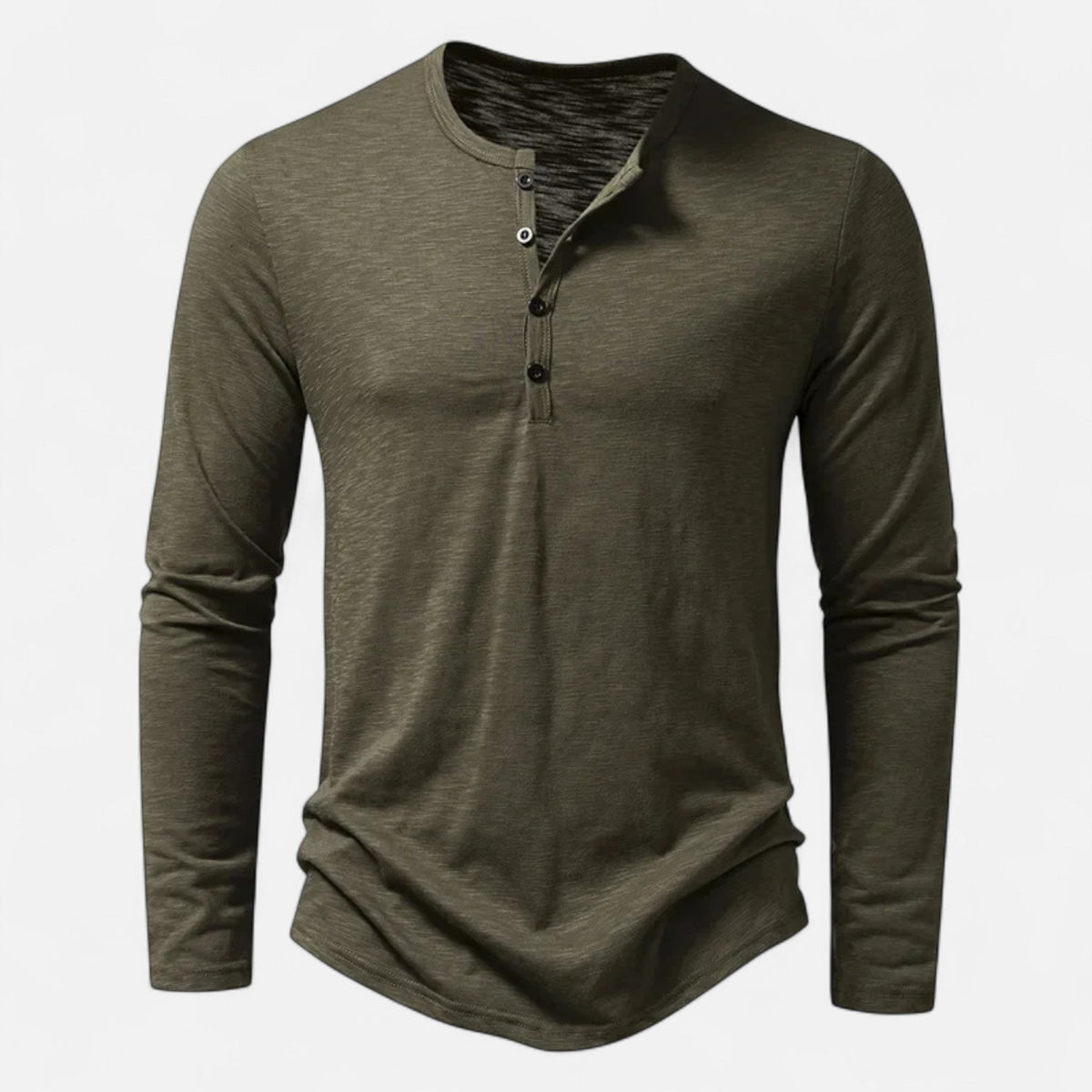 Men's Slim-Fit Henley T-Shirt — Olive Green