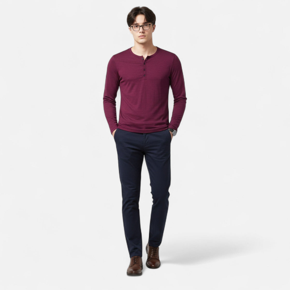 Men's Slim-Fit Henley T-Shirt — Purple