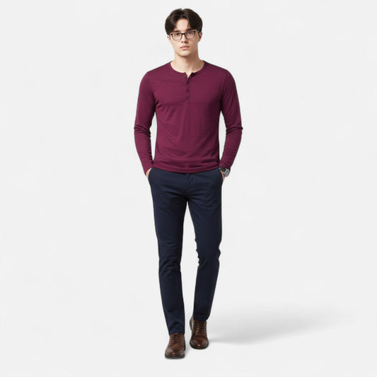 Men's Slim-Fit Henley T-Shirt — Purple