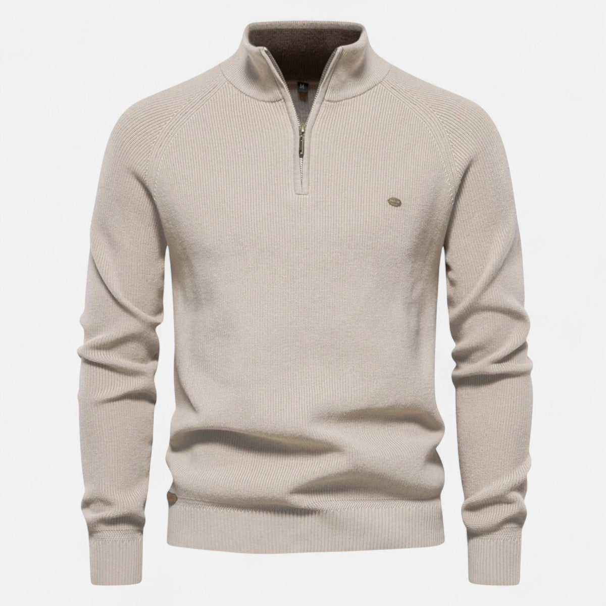 Half-Zip Men's Sweater — Beige