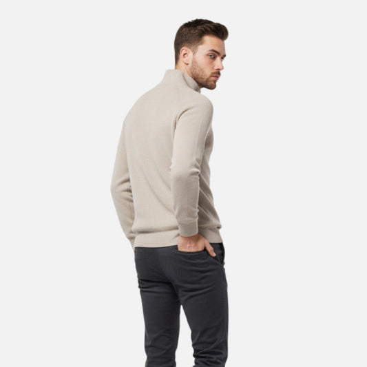 Half-Zip Men's Sweater — Beige