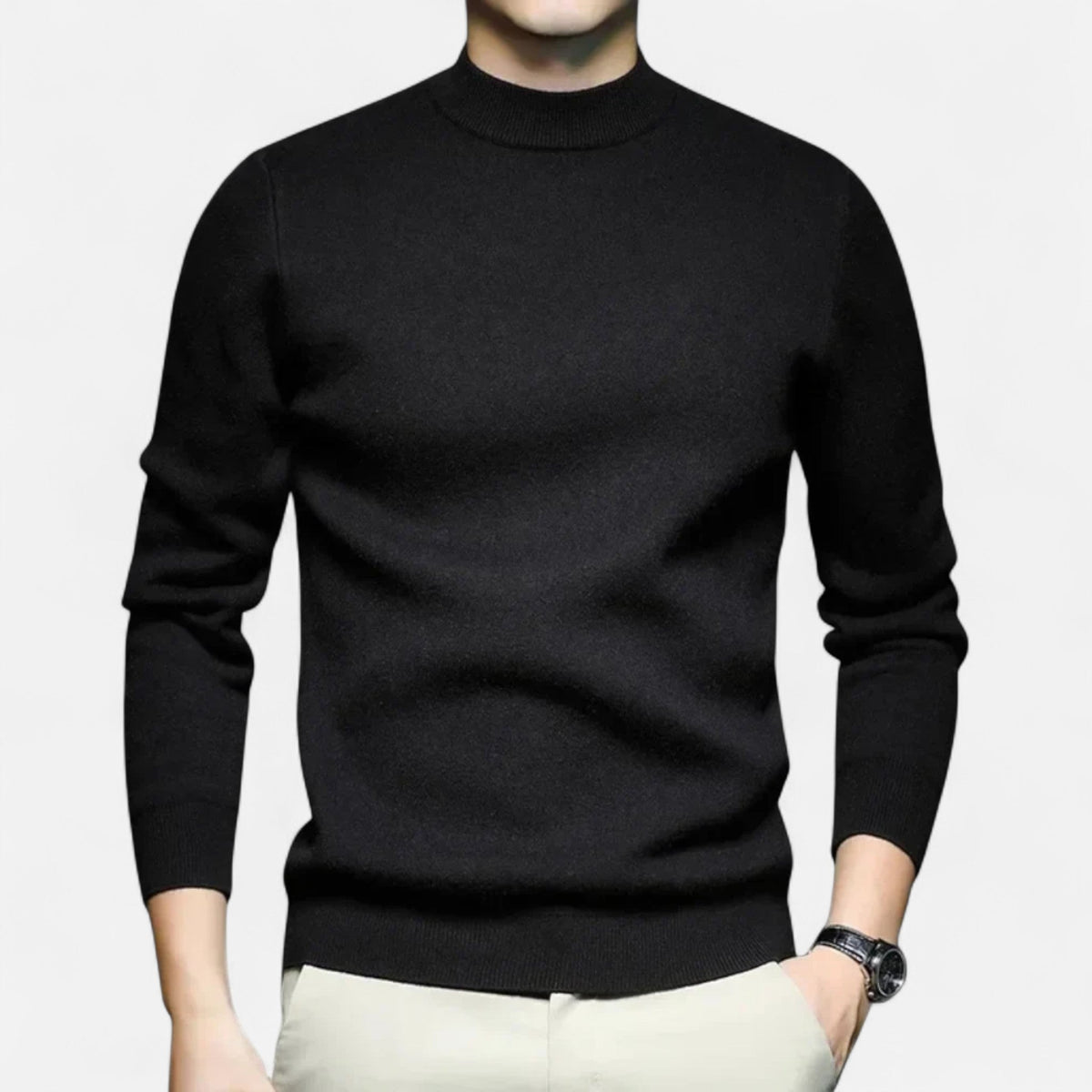 Men's Timeless Crew-Neck Knit Sweater — Black
