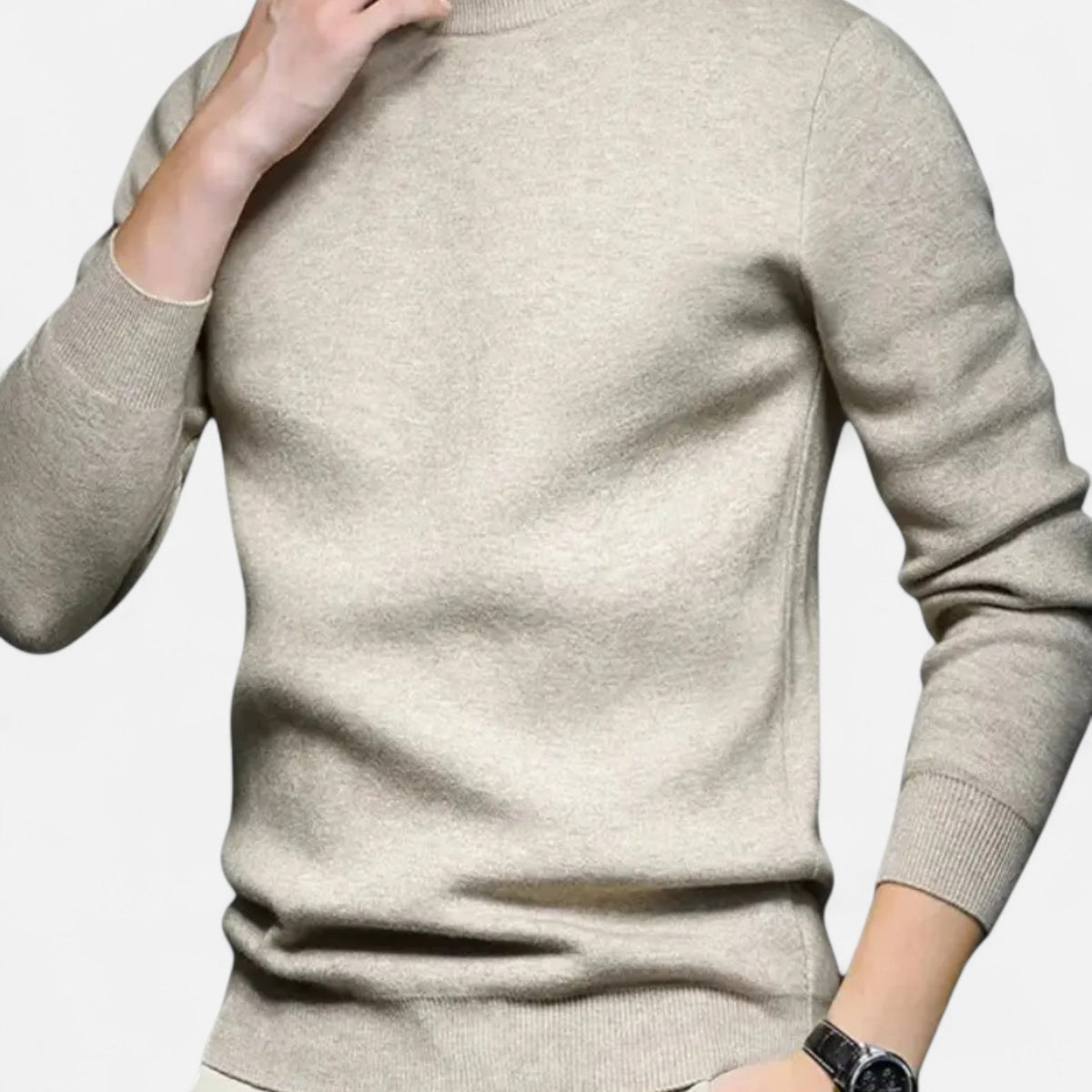 Men's Timeless Crew-Neck Knit Sweater — Beige
