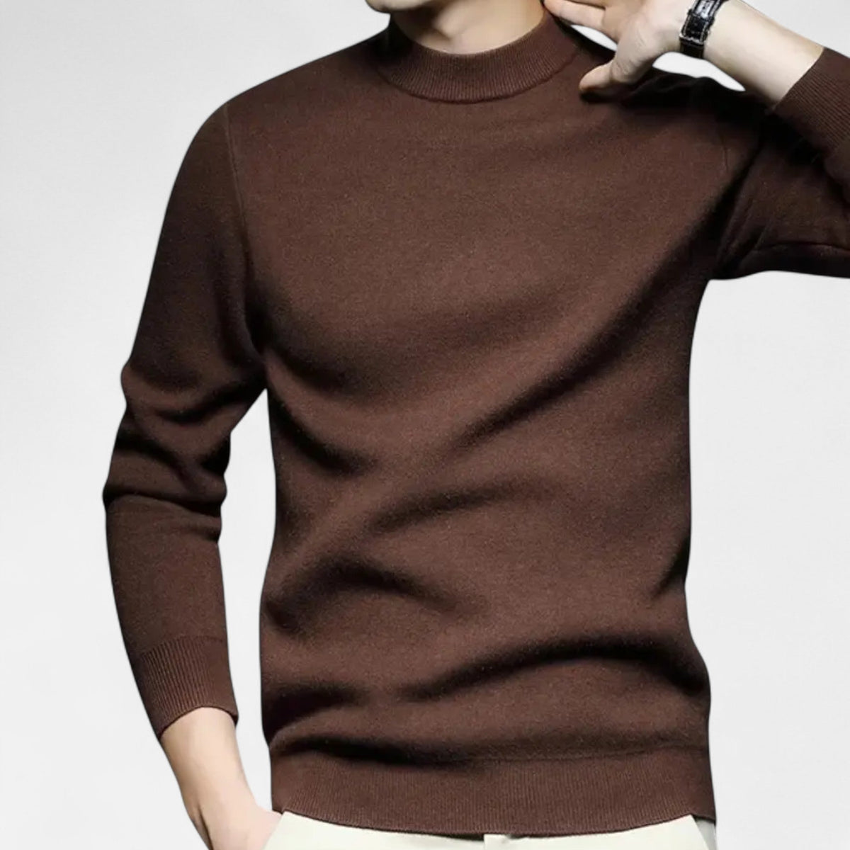 Men's Timeless Crew-Neck Knit Sweater — Chestnut