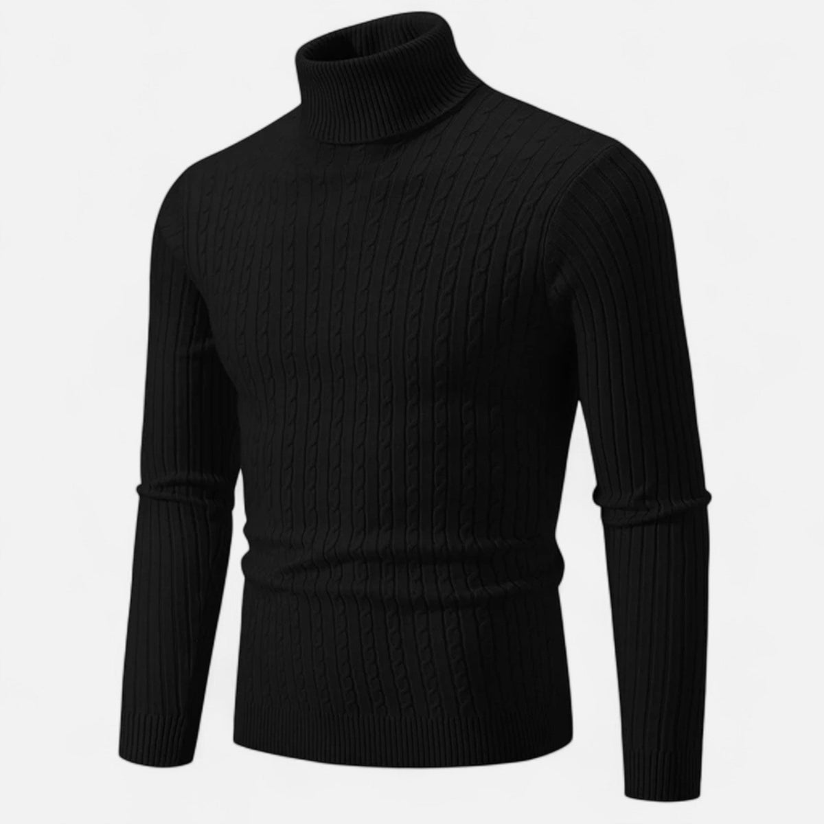 Men's Turtleneck Sweater in Timelessly Elegant Knitwear — Black