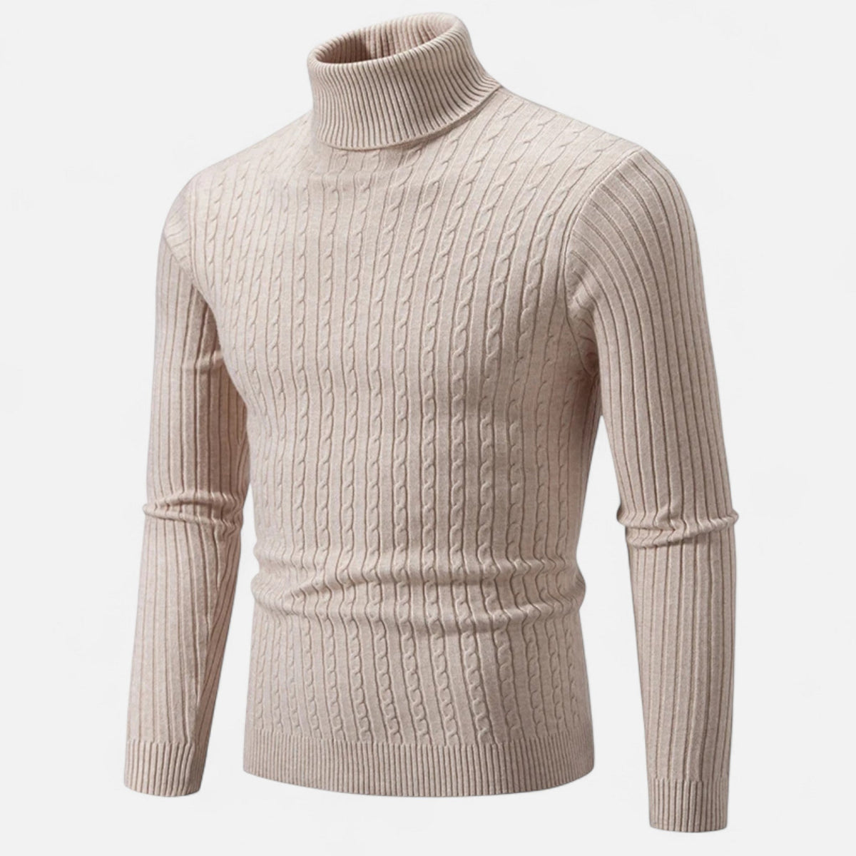 Men's Turtleneck Sweater in Timelessly Elegant Knitwear — Khaki