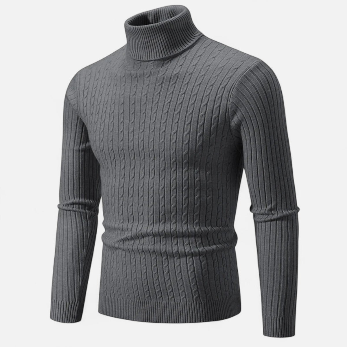 Men's Turtleneck Sweater in Timelessly Elegant Knitwear — Dark Grey