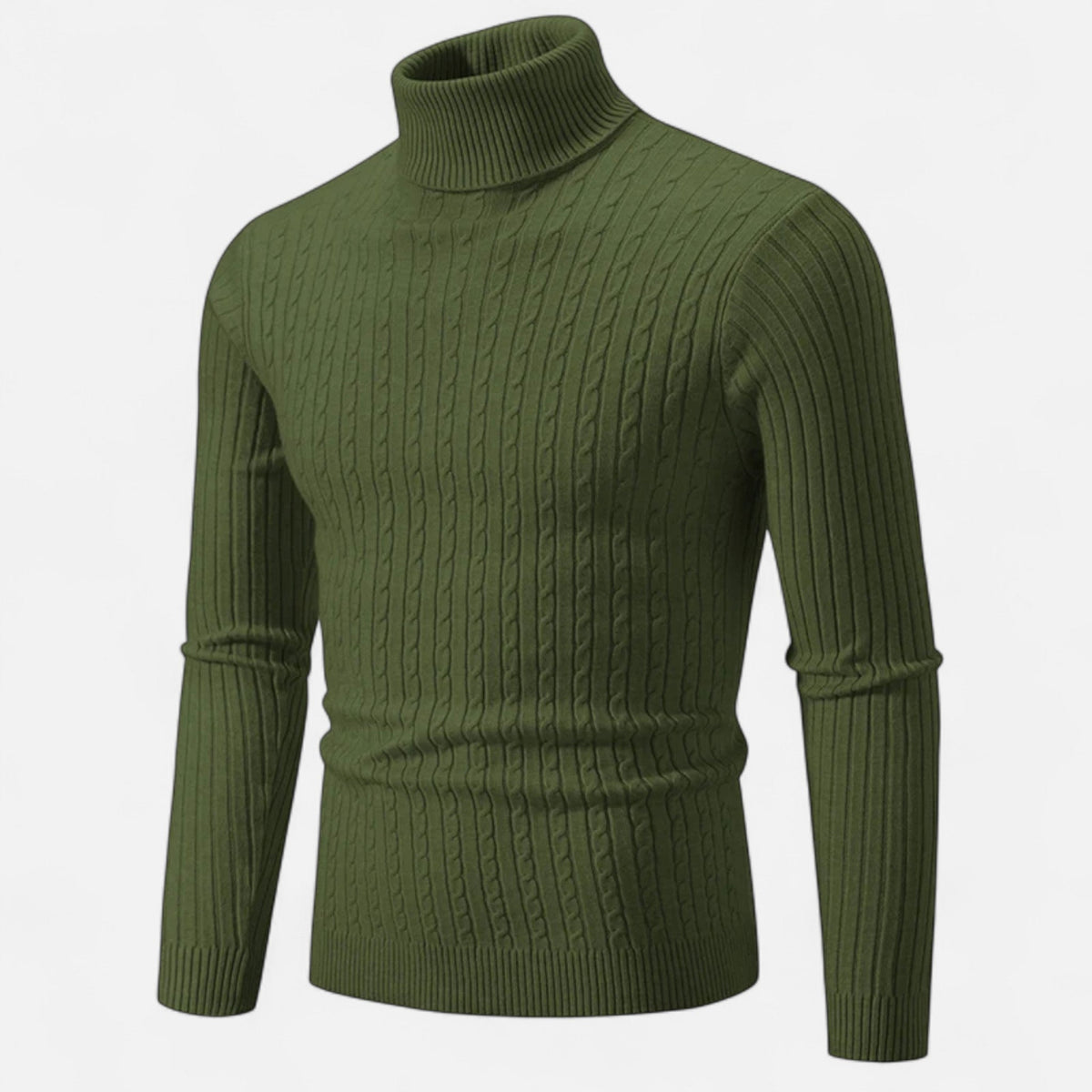 Men's Turtleneck Sweater in Timelessly Elegant Knitwear — Olive Green
