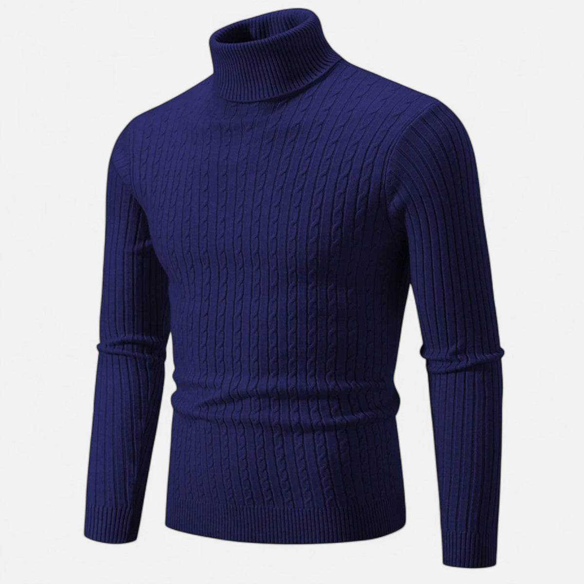 Men's Turtleneck Sweater in Timelessly Elegant Knitwear — Navy Blue
