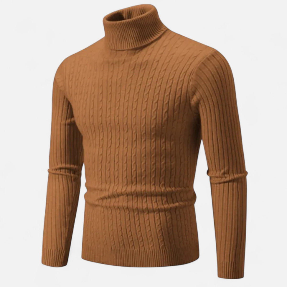 Men's Turtleneck Sweater in Timelessly Elegant Knitwear — Light Brown