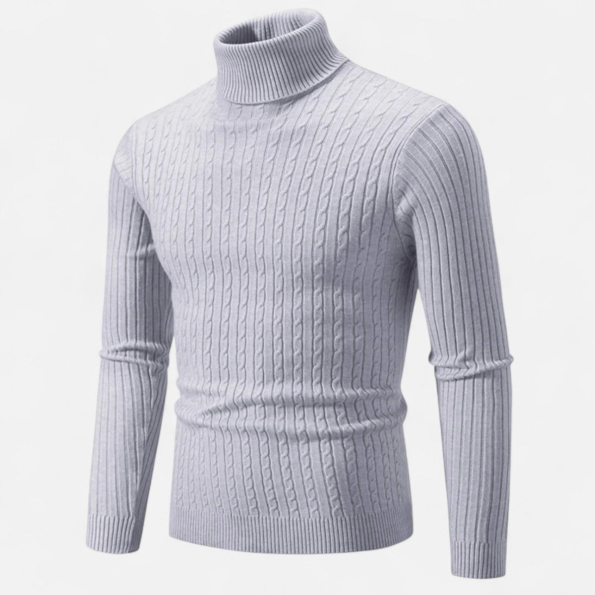 Men's Turtleneck Sweater in Timelessly Elegant Knitwear — Grey