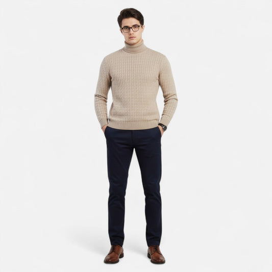 Men's Turtleneck Sweater in Timelessly Elegant Knitwear — Khaki