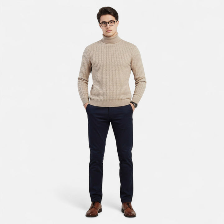 Men's Turtleneck Sweater in Timelessly Elegant Knitwear — Khaki