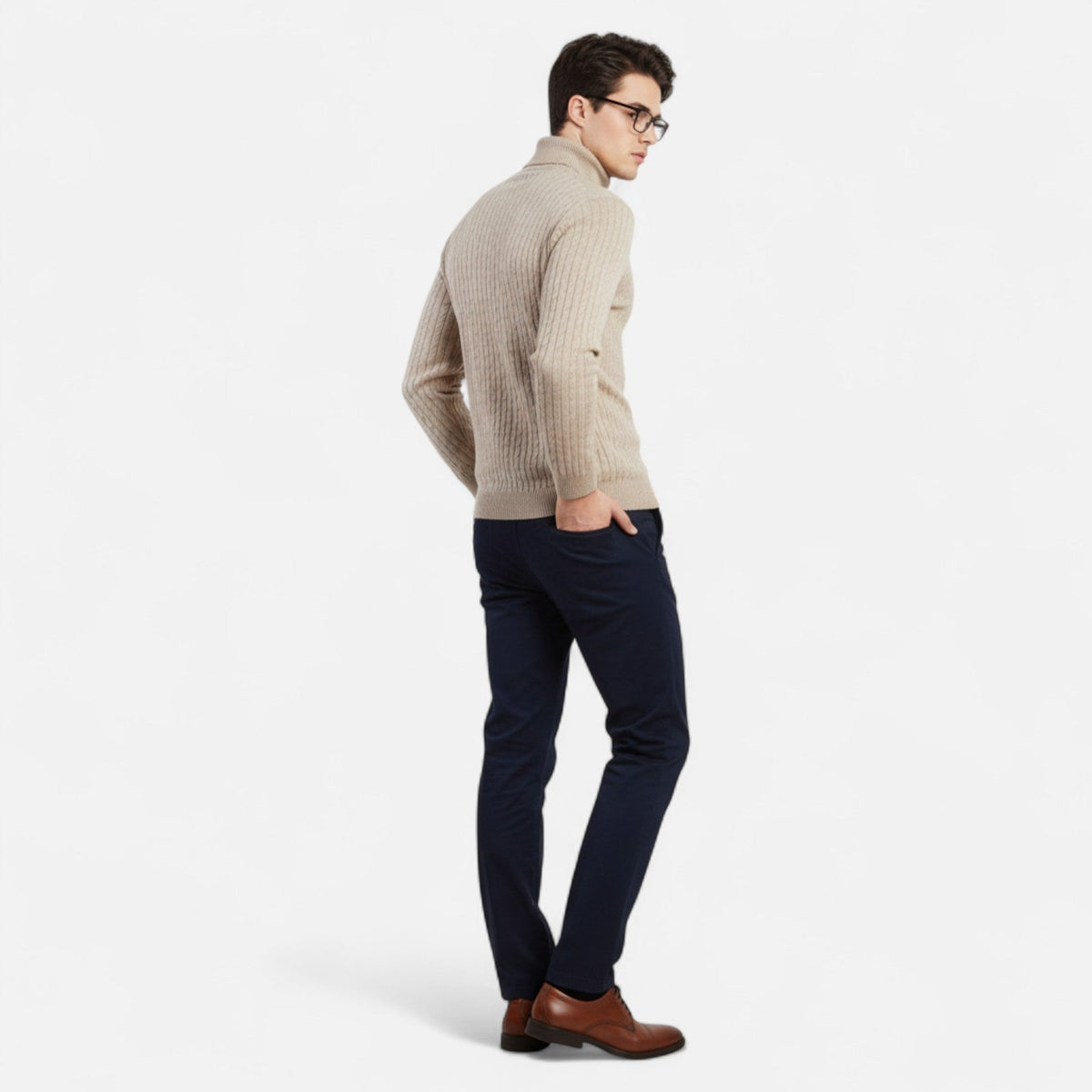 Men's Turtleneck Sweater in Timelessly Elegant Knitwear — product view