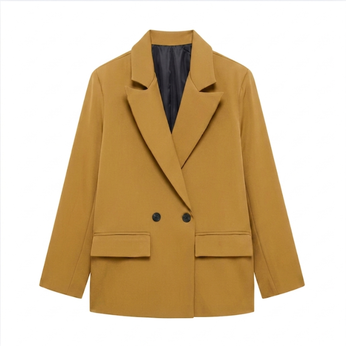 Women’s Blazer – Double-Breasted with Pockets, Timeless Relaxed Fit — Ginger