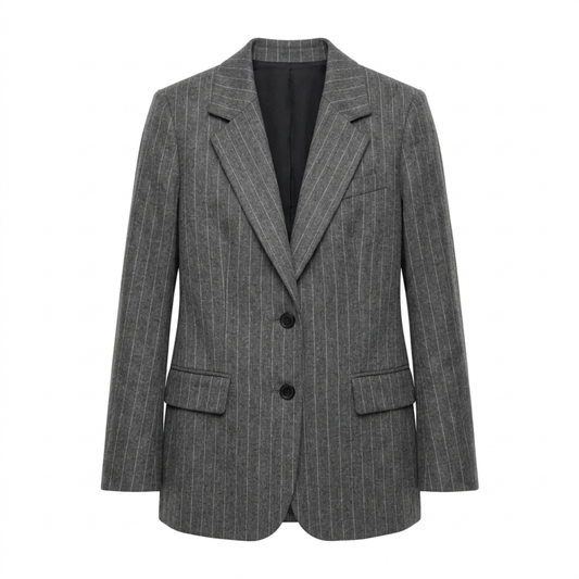 Women’s Blazer – Fine Stripes and Relaxed Fit — Grey