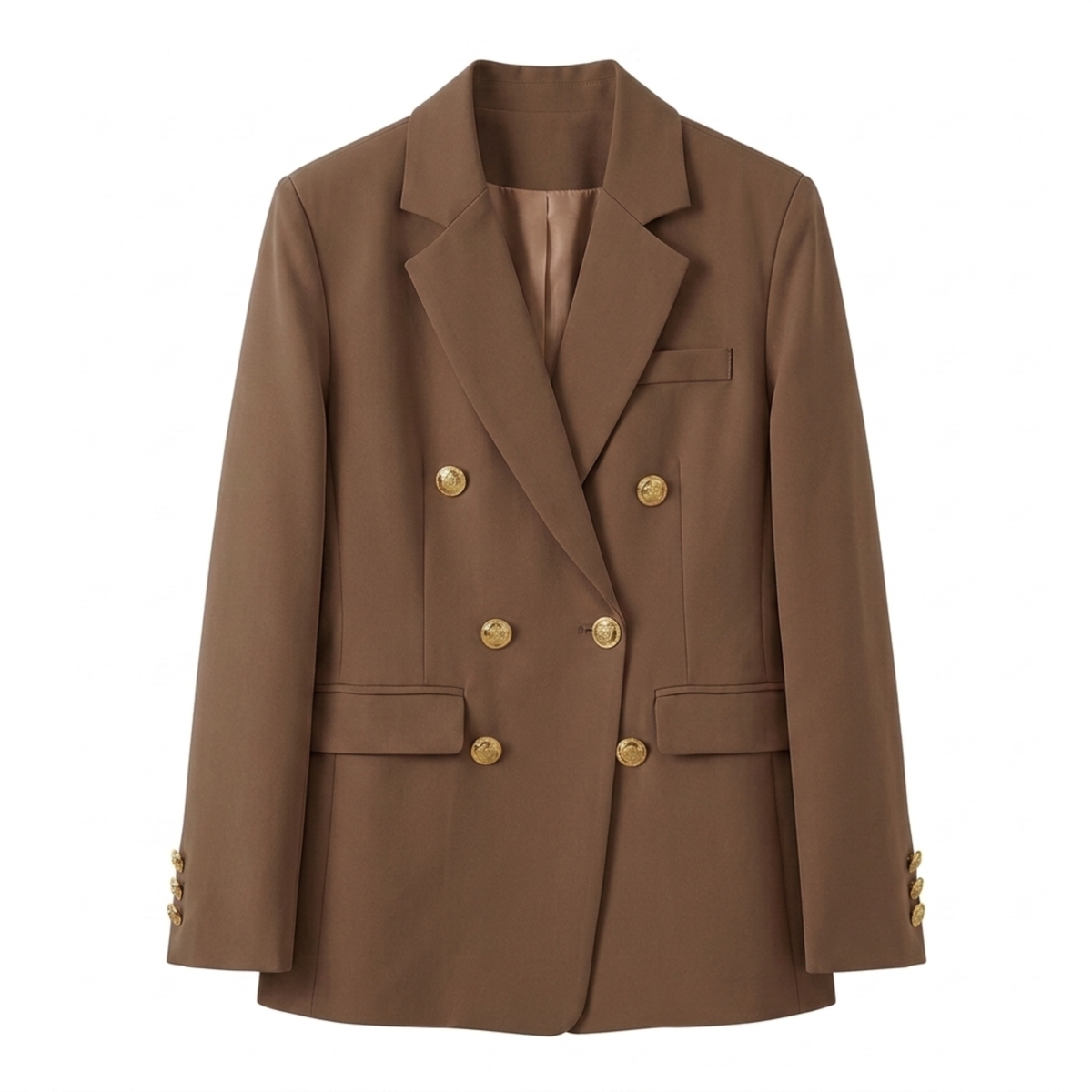 Women's Blazer – Double-Breasted and Refined, Timeless Fitted Cut — Brown