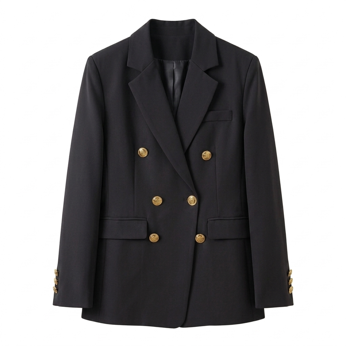 Women's Blazer – Double-Breasted and Refined, Timeless Fitted Cut — Black