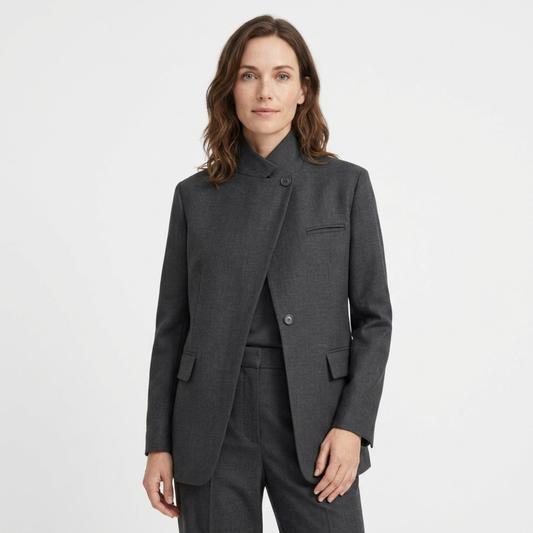 Women’s Blazer – Asymmetrical, Single-Button, Fitted Cut — product view