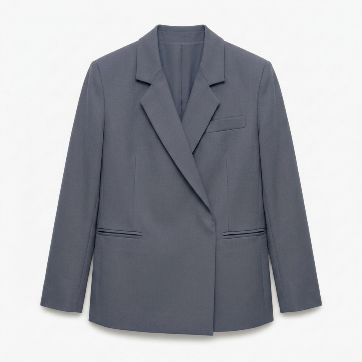 Damen-Blazer in lockerer Passform mit Seitenschlitzen und verdeckter Schnalle — Grau
