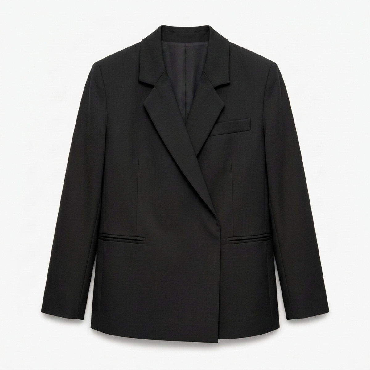 Damen-Blazer in lockerer Passform mit Seitenschlitzen und verdeckter Schnalle — Schwarz