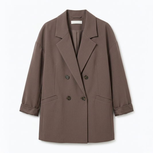 Blazer for Women – Double-Breasted and Modern Casual Oversized Fit — Brown