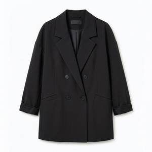 Blazer for Women – Double-Breasted and Modern Casual Oversized Fit — Black
