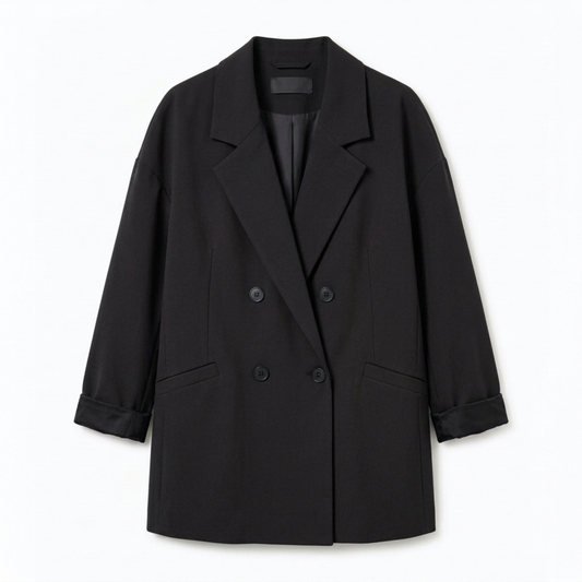 Blazer for Women – Double-Breasted and Modern Casual Oversized Fit — Black