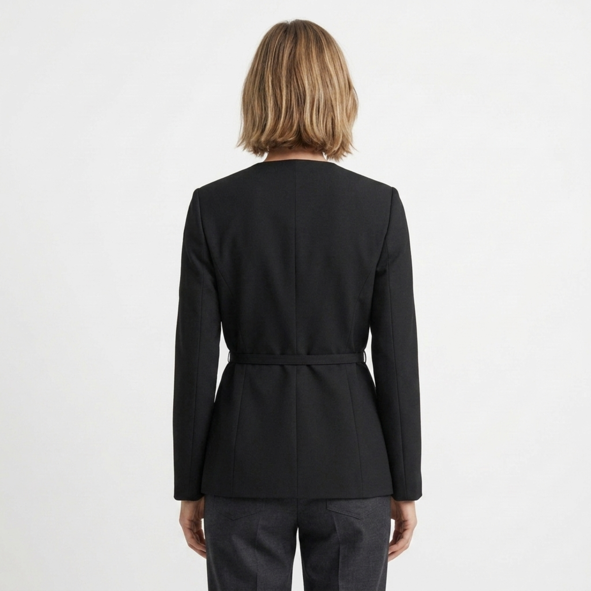 Blazer for Women – V-Neck and Belt, Elegant Fitted Cut — product view